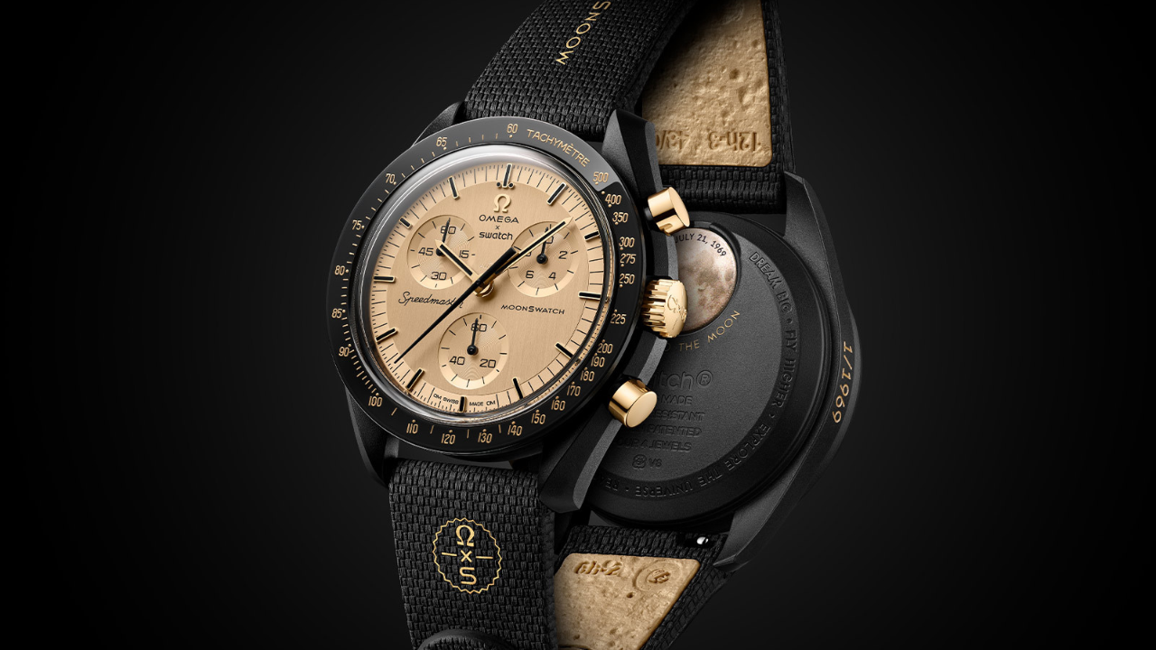 Swatch x Omega MoonSwatch Mission to the Moon 1969: ouro fundido